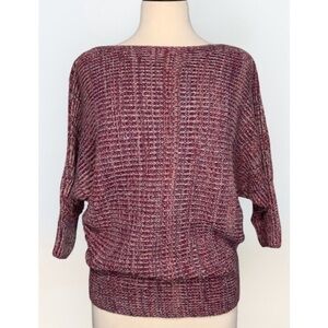 Calvin Klein Jeans Cotton Fuchsia Boat Neck Dolman Sleeve Herringbone Sweater M